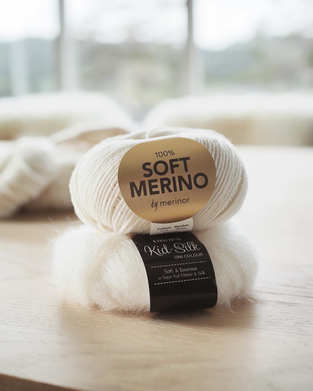 to myke garnnøster av typen soft merino by merinor og kid silk fra drops